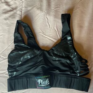 PINK Victoria's Secret Black Strappy Sports Bra